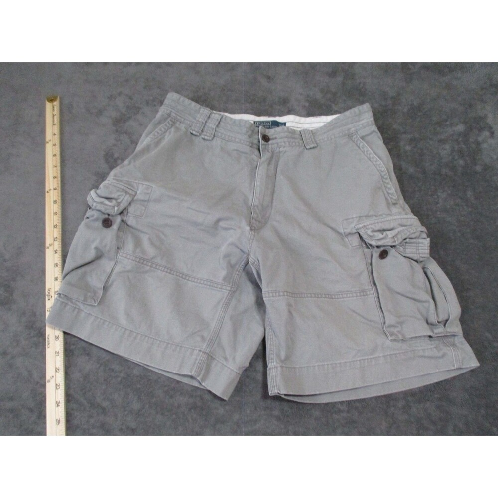 Polo Ralph Lauren Cargo Shorts Mens Size 36 Grey Cotton Casual Utility